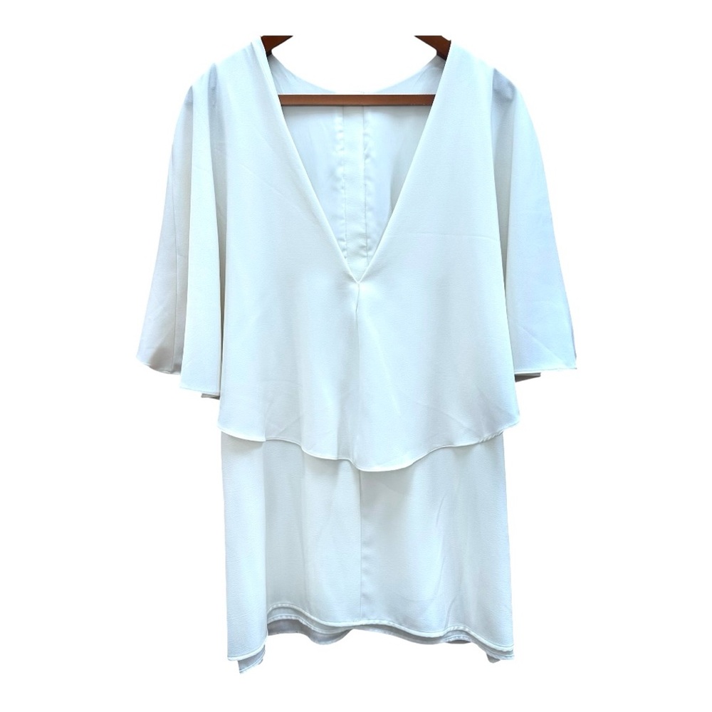 VIVIAN CHAN X REVOLVE The Dara Dress White Mini Dress with Deep V-Neck & Pockets - Picture 3 of 9